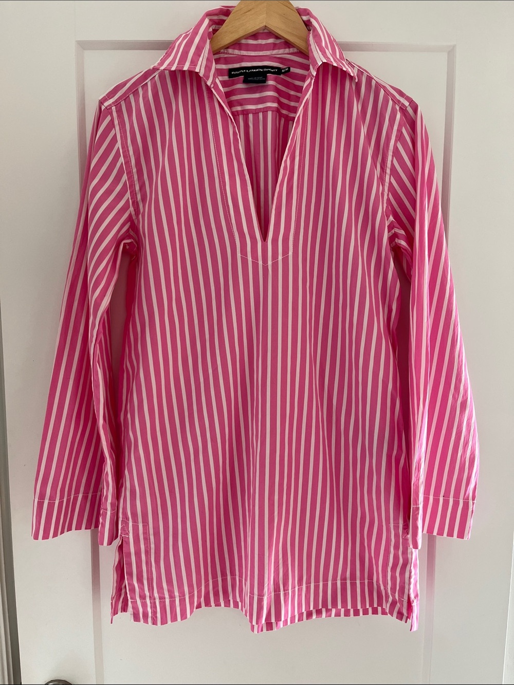 Ralph Lauren Sport Pink Striped Tunic Top Coastal Beach Vacation